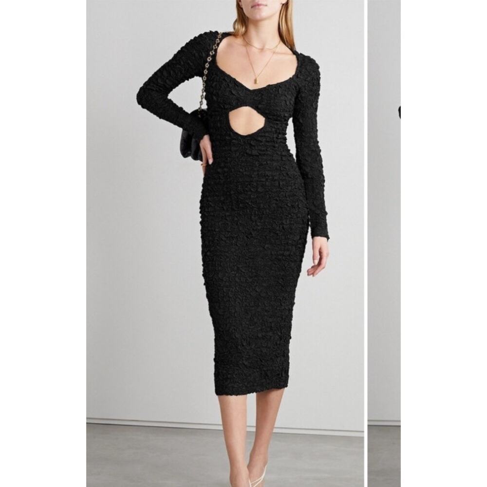 Mara Hoffman Dione cut-out smocked midi dress in black 2XL - Picture 4 of 11